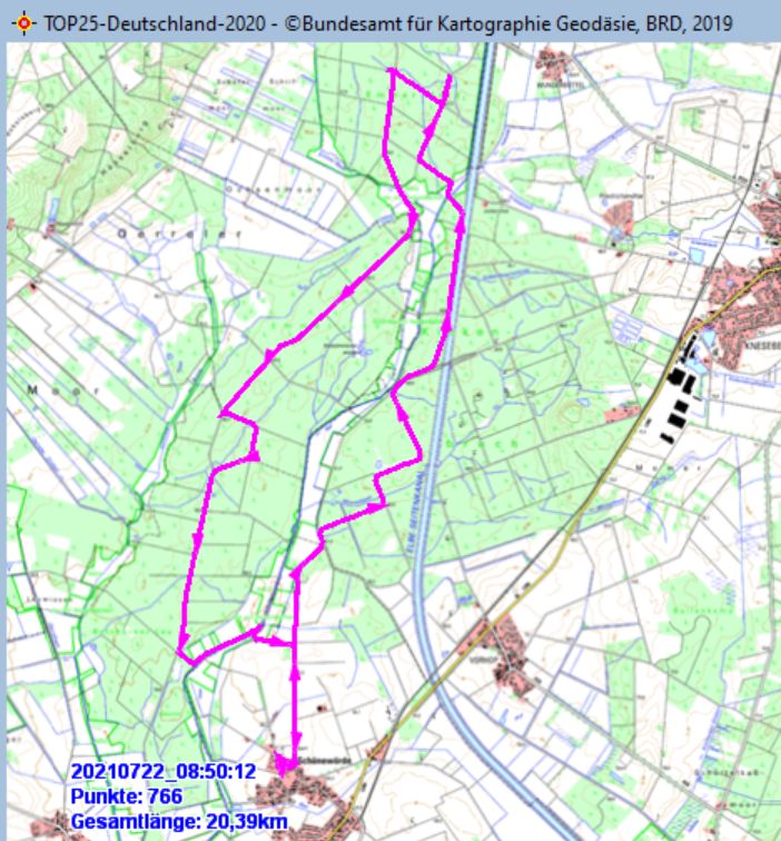 Wanderstrecke am 22.07.2021