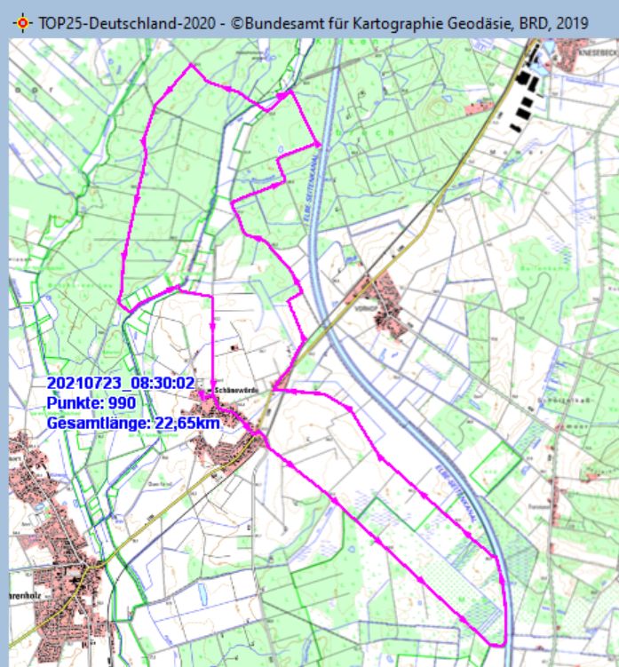 Wanderstrecke am 23.07.2021