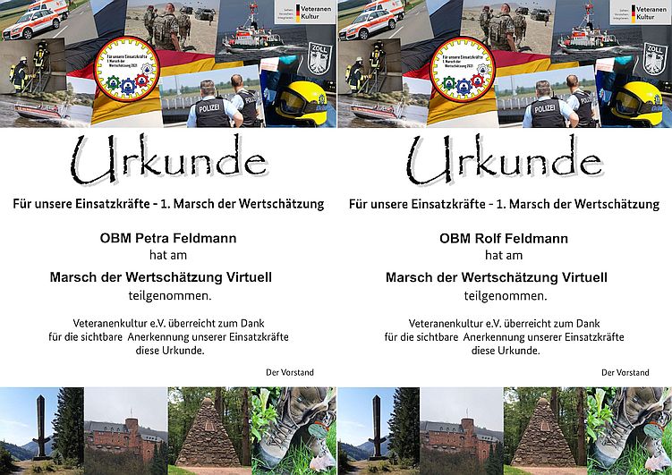 die Teilnehmer Urkunden