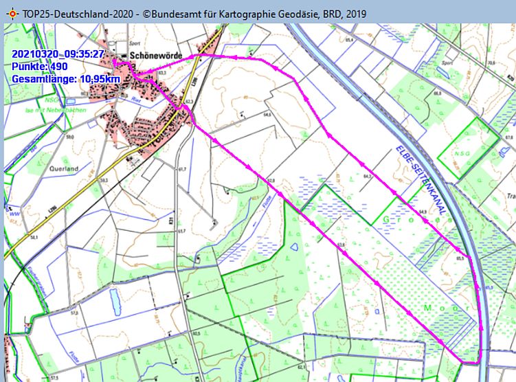 Wanderstrecke am 20.03.2021