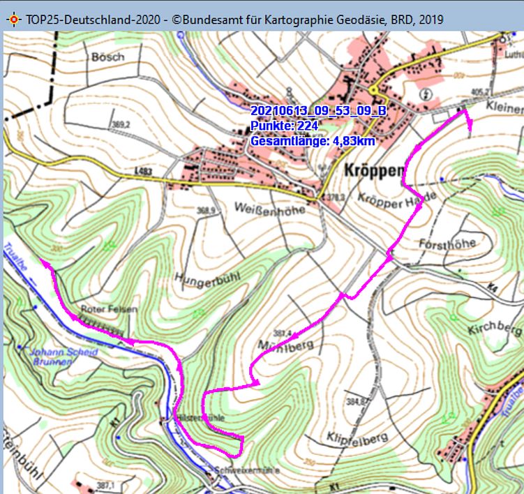 Wanderstrecke am 13.06.2021