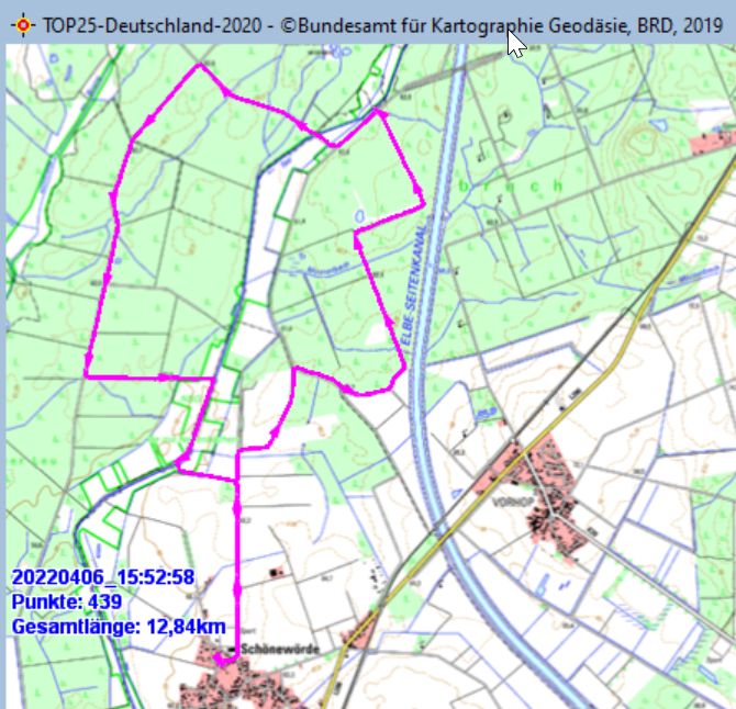 Wanderstrecke am 06.04.2022