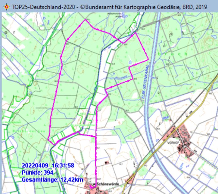 Wanderstrecke am 09.04.2022