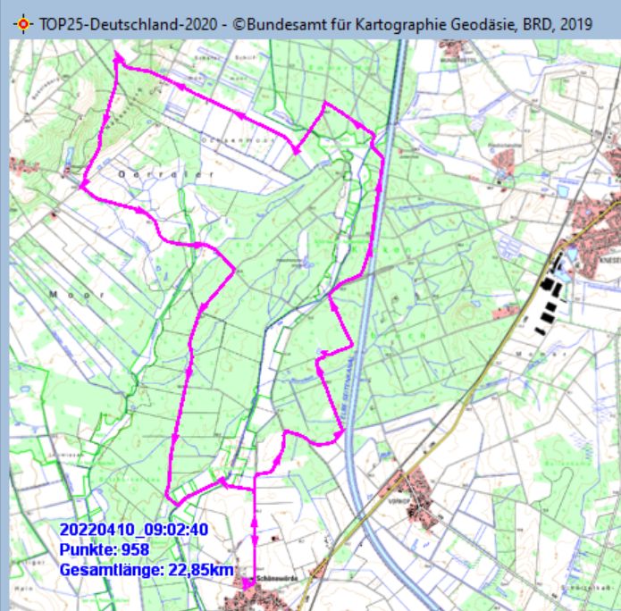 Wanderstrecke am 10.04.2022