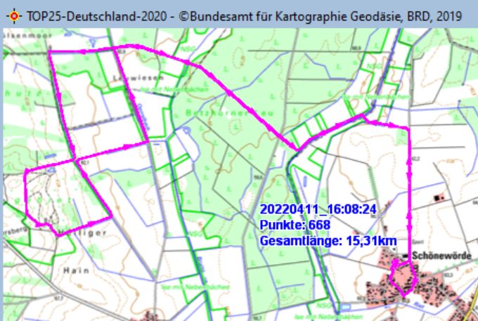 Wanderstrecke am 11.04.2022