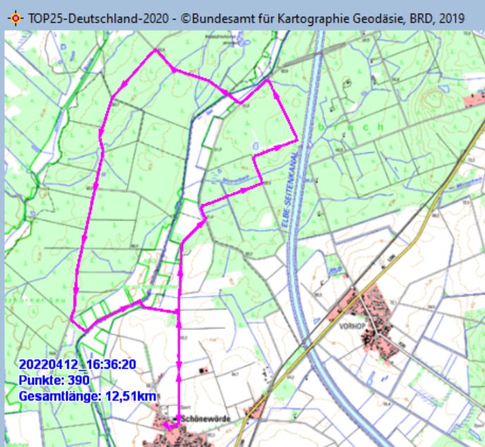 Wanderstrecke am 12.04.2022