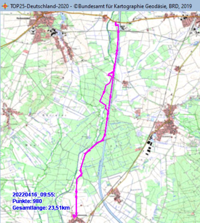 Wanderstrecke am 16.04.2022