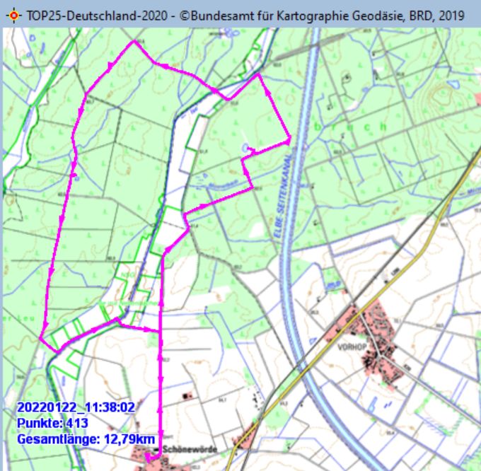 Wanderstrecke am 22.01.2022