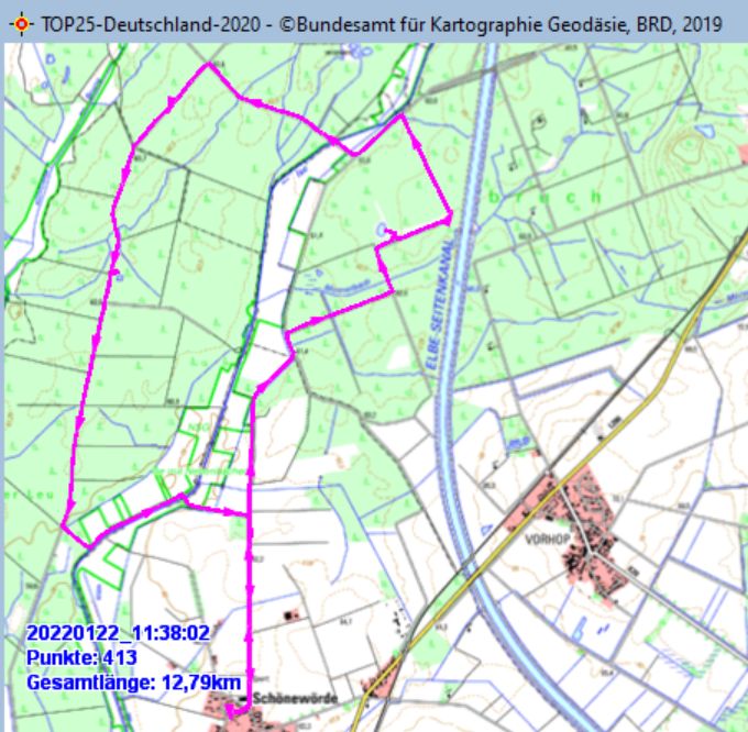 Wanderstrecke am 22.01.2022