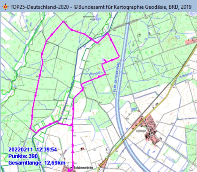 Wanderstrecke am 11.02.2022