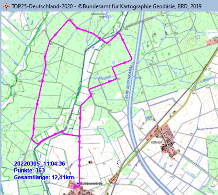 Wanderstrecke am 05.03.2022