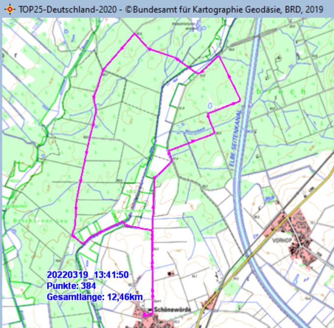 Wanderstrecke am 19.03.2022