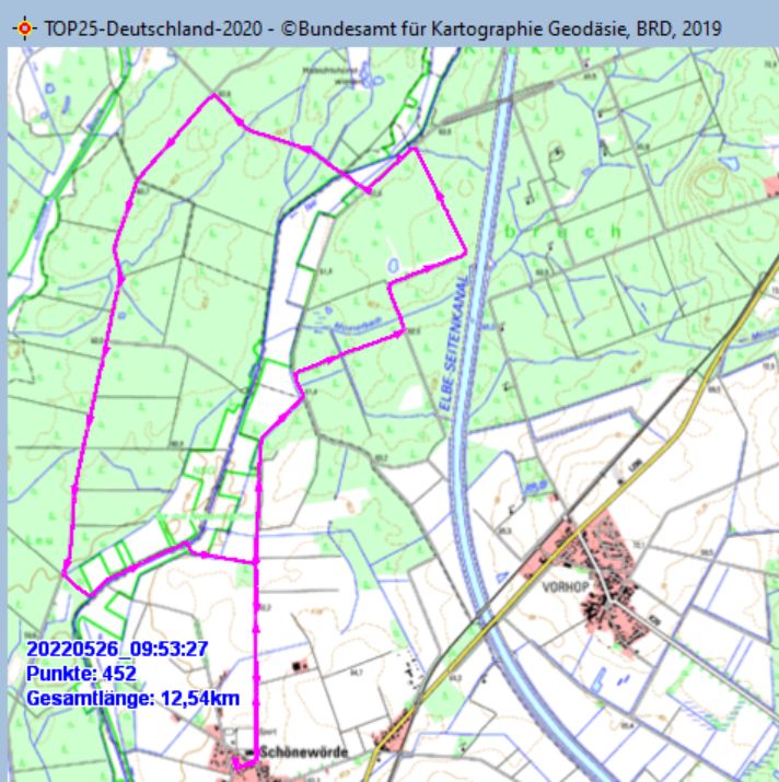 Wanderstrecke am 26.05.2022