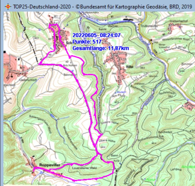 Wanderstrecke am 06.06.2022