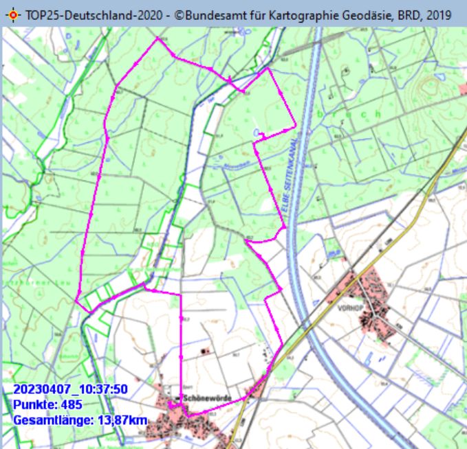 Wanderstrecke am 06.04.2023