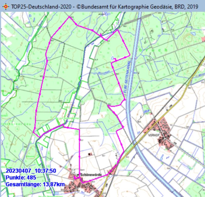 Wanderstrecke am 06.04.2023