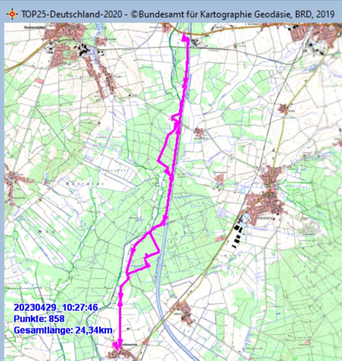 Wanderstrecke am 29.04.2023