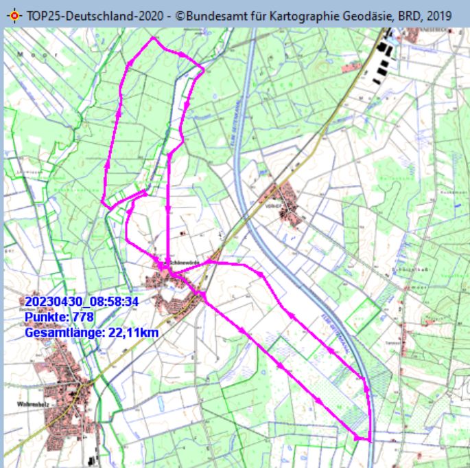 Wanderstrecke am 29.04.2023