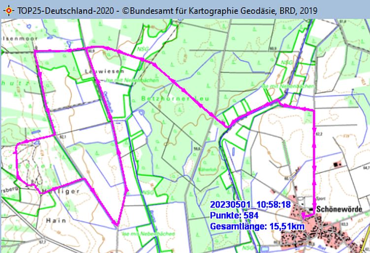 Wanderstrecke am 01.05.2023