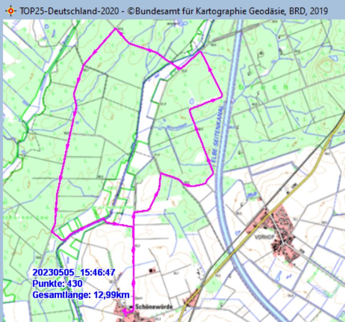 Wanderstrecke am 05.05.2023