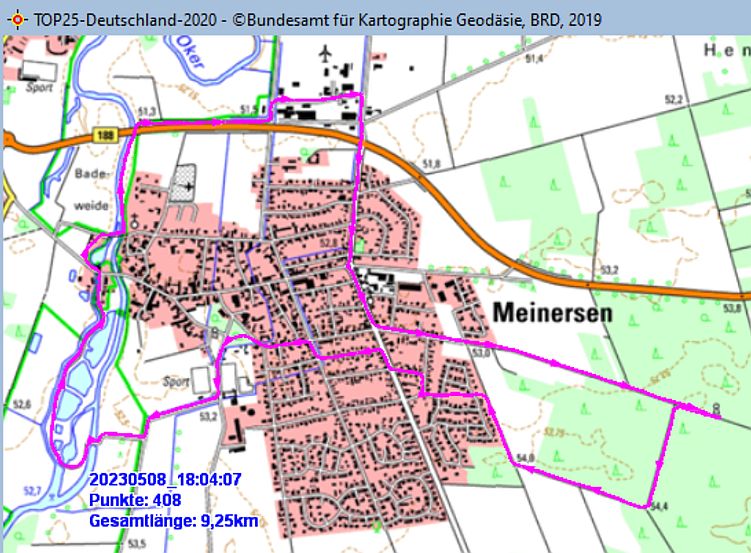 Wanderstrecke am 08.05.2023