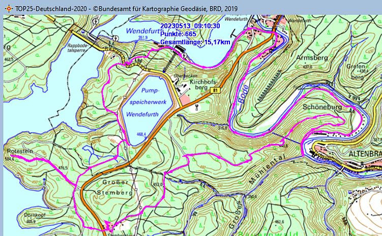 Wanderstrecke am 13.05.2023