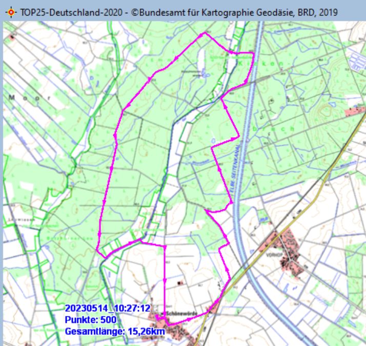 Wanderstrecke am 14.05.2023