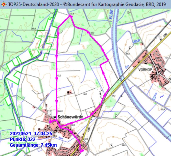 Wanderstrecke am 21.05.2023