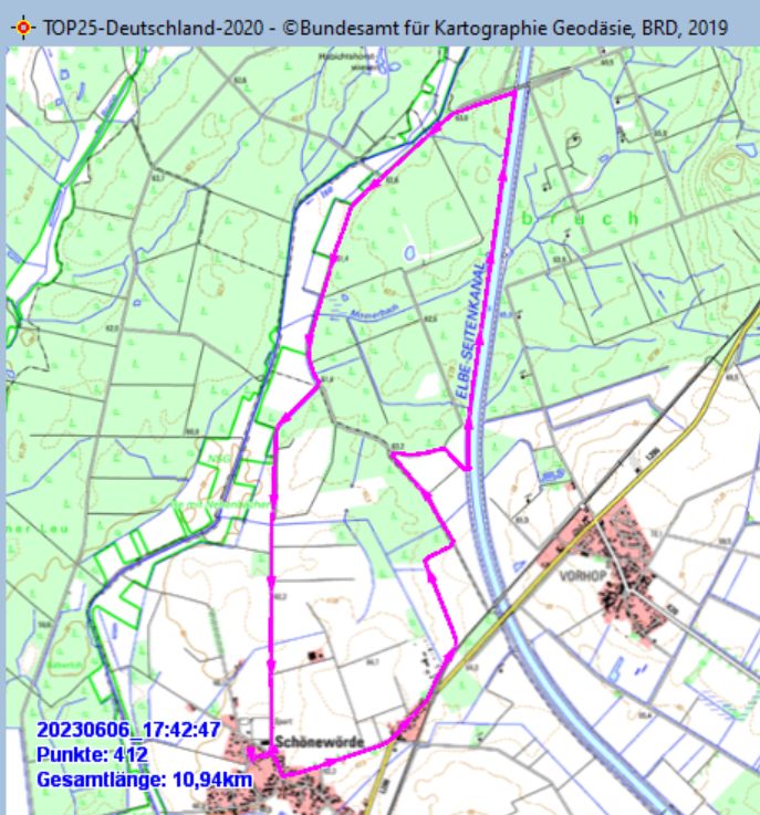 Wanderstrecke am 06.06.2023