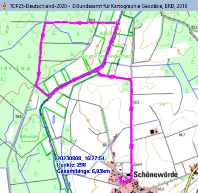 Wanderstrecke am 08.08.2023