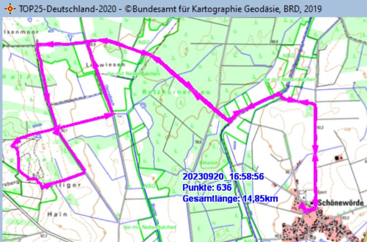 Wanderstrecke am 20.09.2023