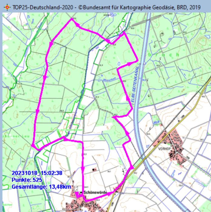 Wanderstrecke am 18.10.2023