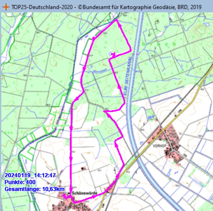 Wanderstrecke am 19.01.2024