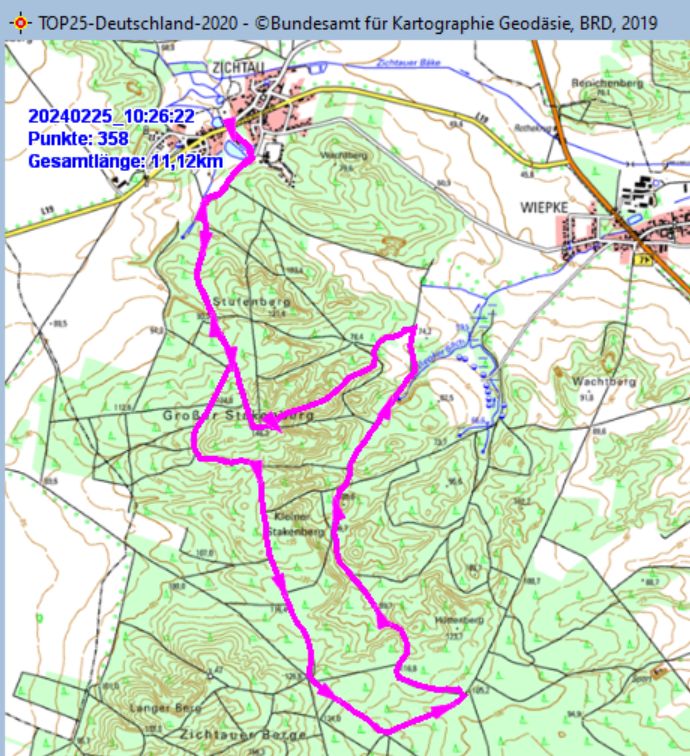 Wanderstrecke am 25.02.2023