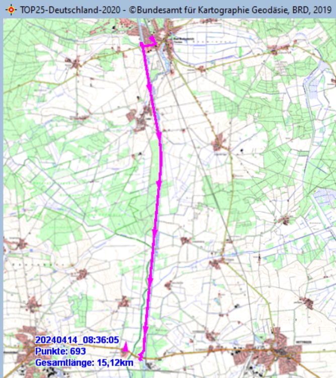 Wanderstrecke am 14.04.2023