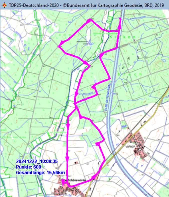Wanderstrecke am 22.12.2024
