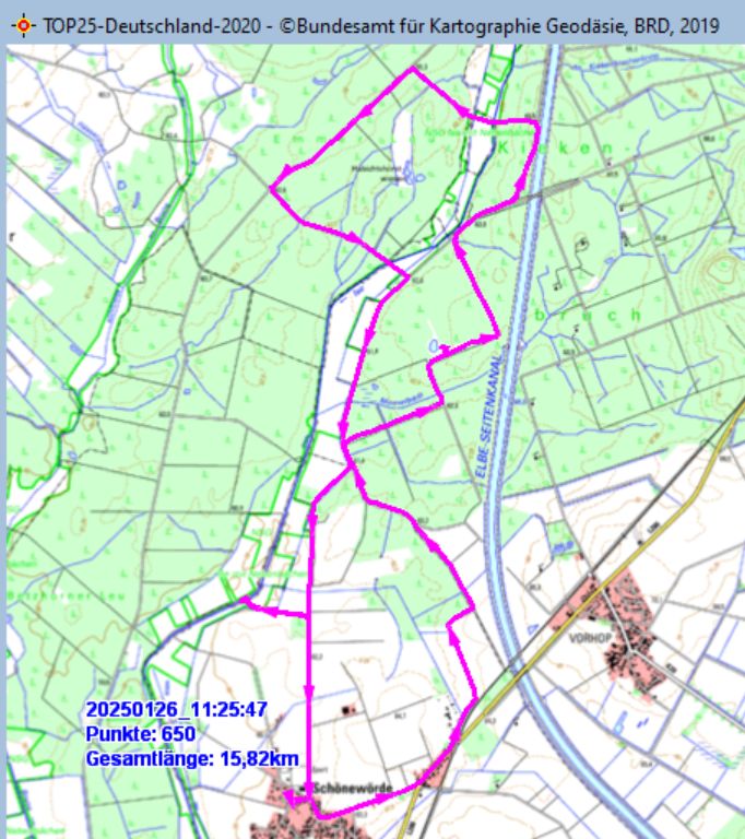 Wanderstrecke am 26.01.2025