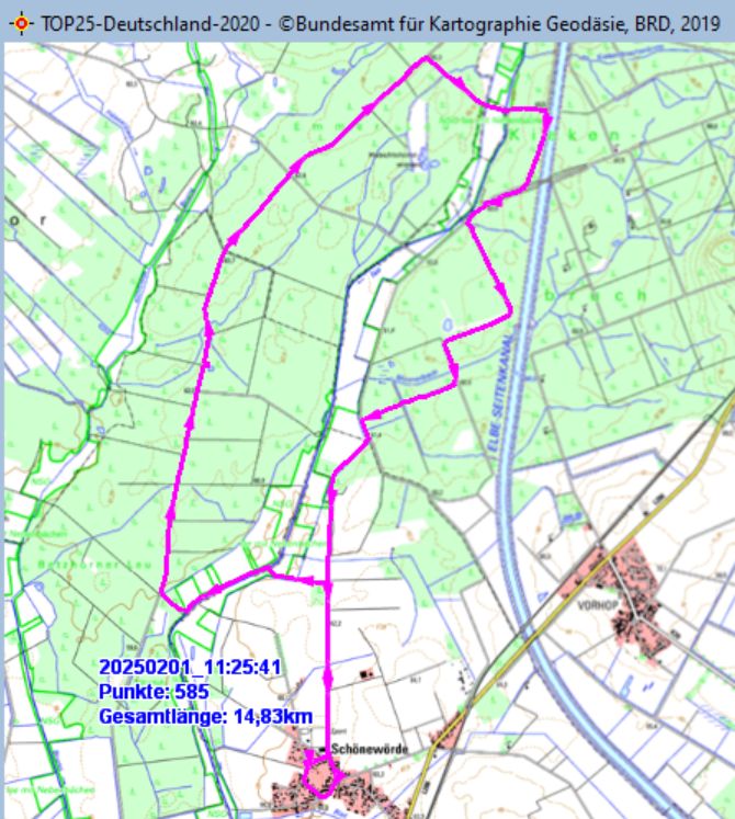 Wanderstrecke am 01.02.2025