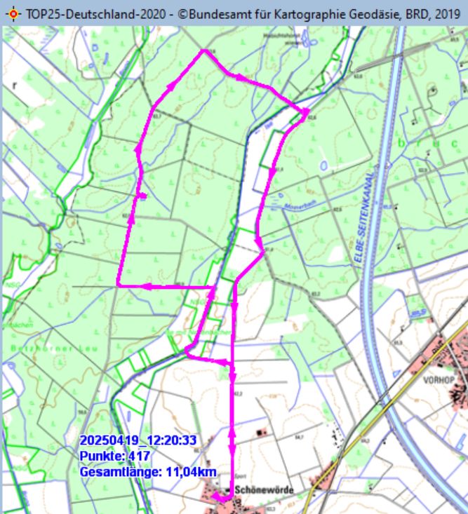 Wanderstrecke am 19.04.2025