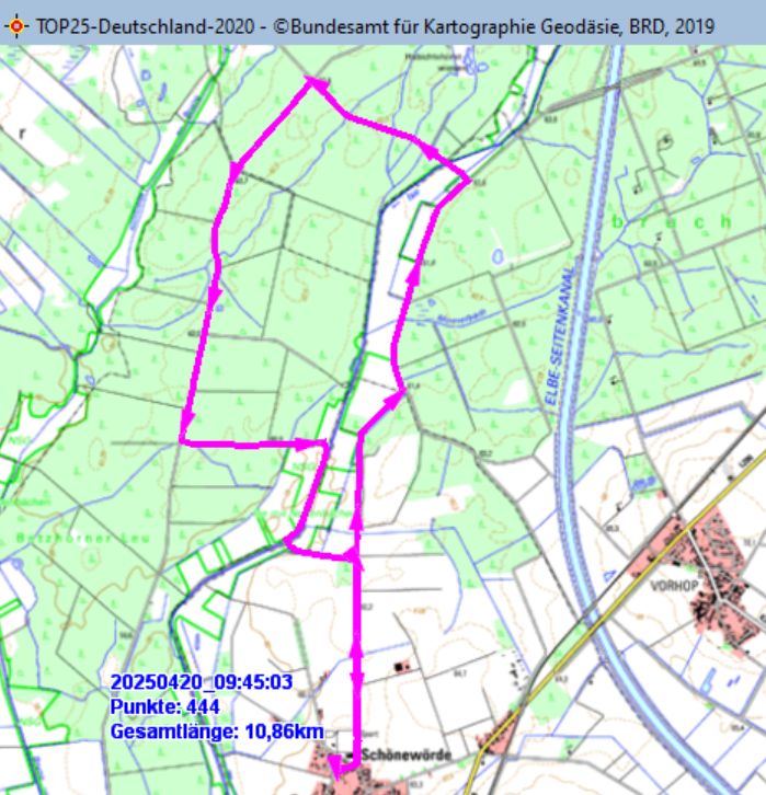 Wanderstrecke am 20.04.2025