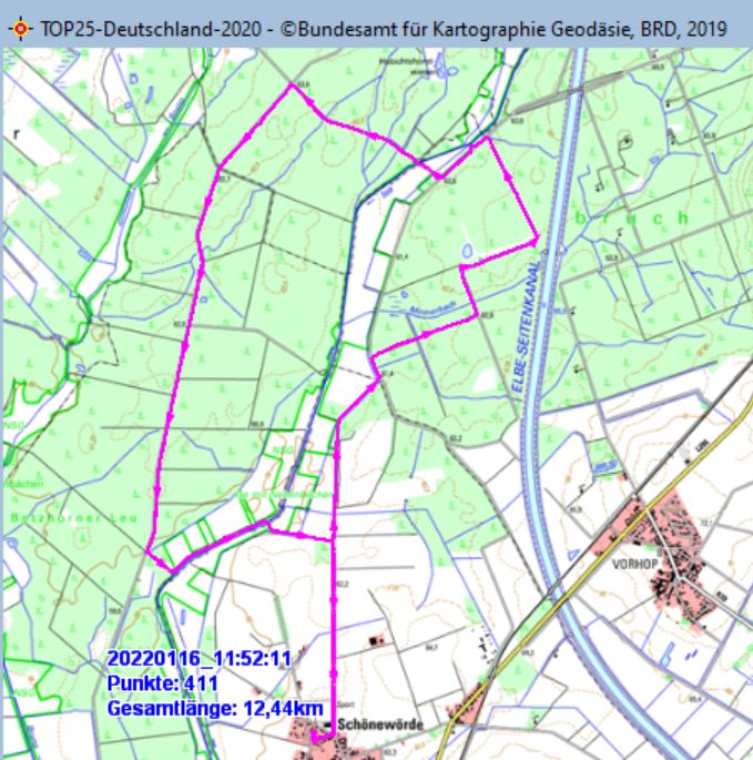 Marschstrecke am 16.01.2022