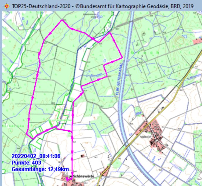 Marschstrecke am 02.04.2022