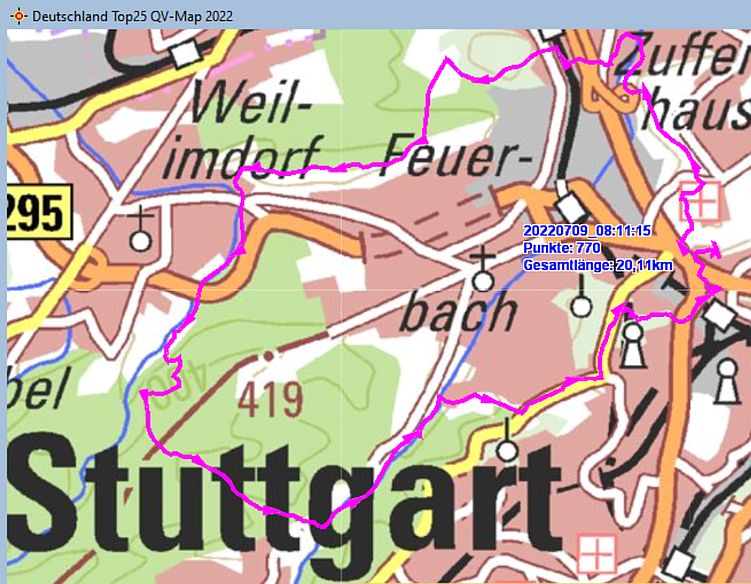 Marschstrecke am 09.07.2022