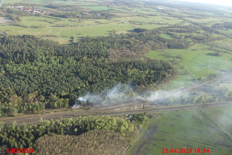 Böschungsbrand an der Bahn westl. Rothenburg / Wümme