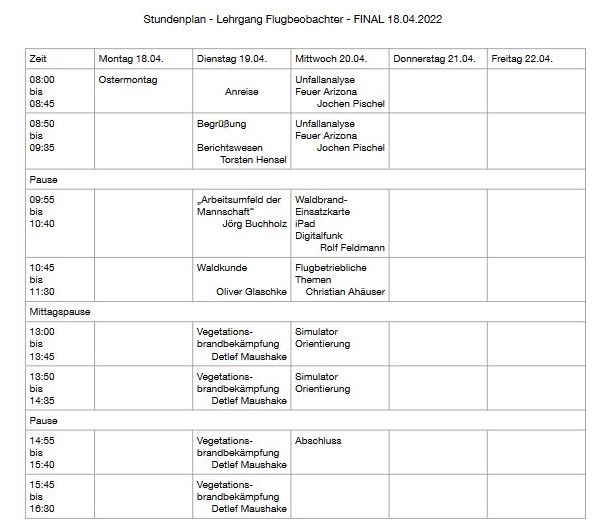 Der Stundenplan 