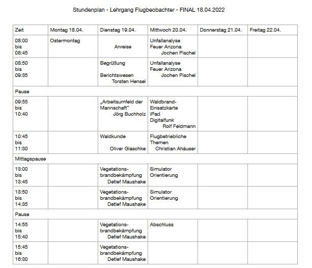 Der Stundenplan 