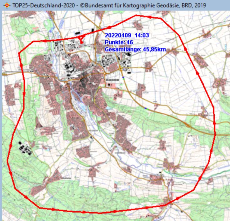 Flugroute der D-EFVP