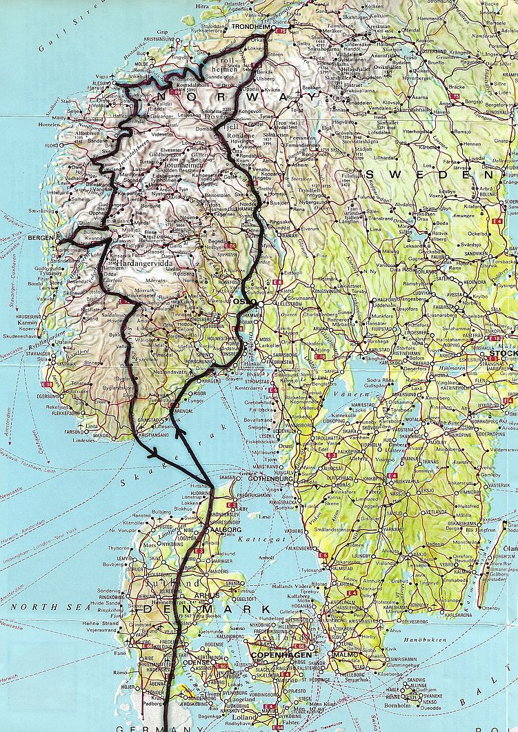 Fahrtstrecke 27.06. - 15.07.1975