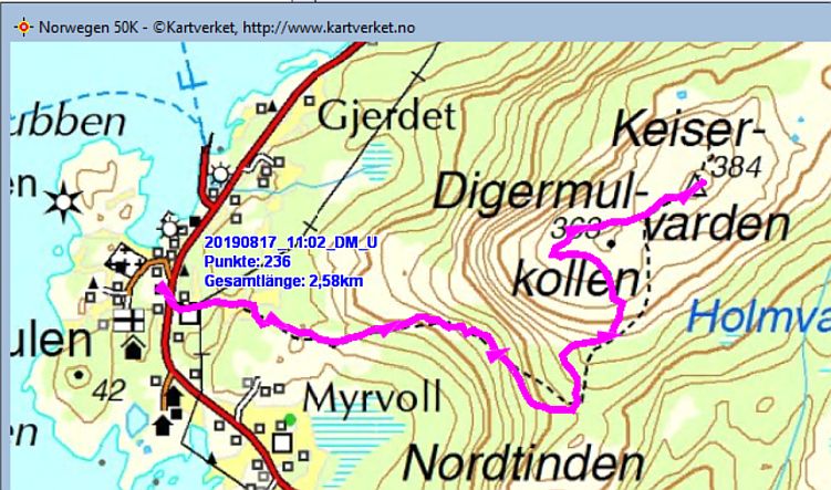 Digermulen, Wanderung zum Kaiservarden