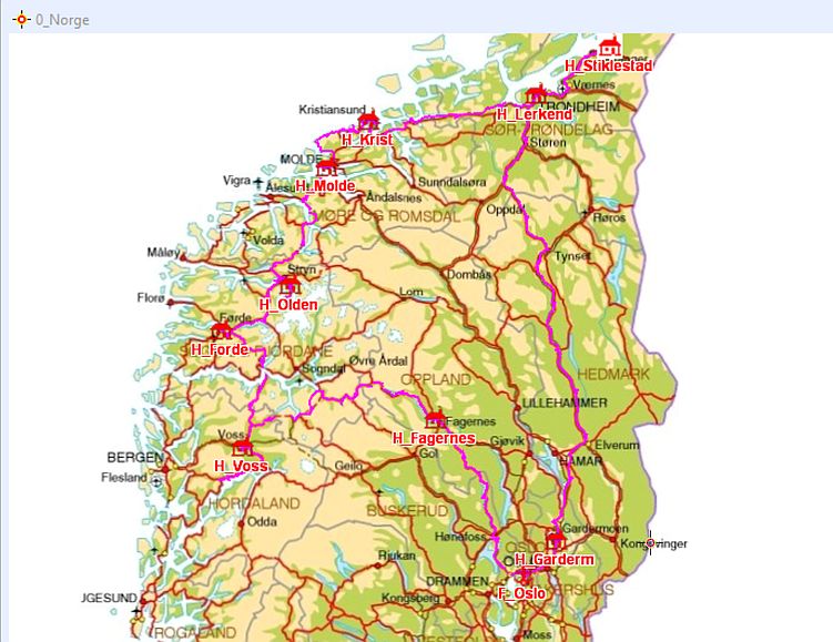 Fahrstrecke in Norwegen